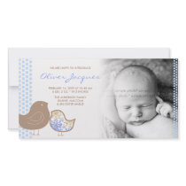 Sweet Damask Chicks Baby Boy Announcement Photo Ca Personalized Photo Card