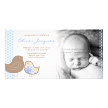 Sweet Damask Chicks Baby Boy Announcement Photo Ca Personalized Photo Card