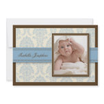 Sweet Damask Chocolate Birth Announcement (blue) invitations