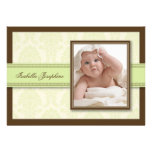 Sweet Damask Chocolate Birth Announcement (green)