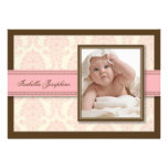 Sweet Damask Chocolate Birth Announcement (pink)