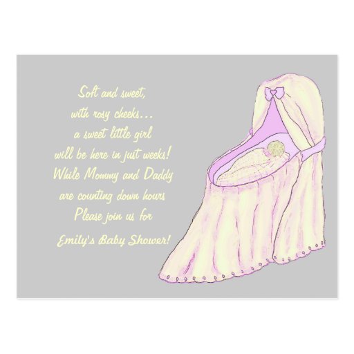 Sweet Dreams Baby Girl Baby Shower Invitations Post Card