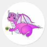 Sweet Dreams - Cute Purple Dragon with Flower Stickers