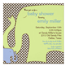 Sweet Elephant Baby Boy Shower Invitation