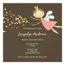 Sweet Fairy and Stars 2 Birthday Photo Invitation