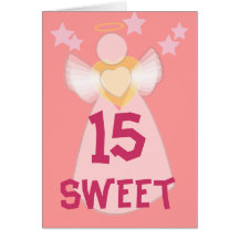 Sweet Fifteen Angel-Customize Greeting Cards
