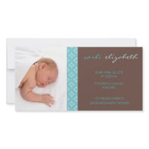 Sweet Floral Birth Announcement Photo Card-turq