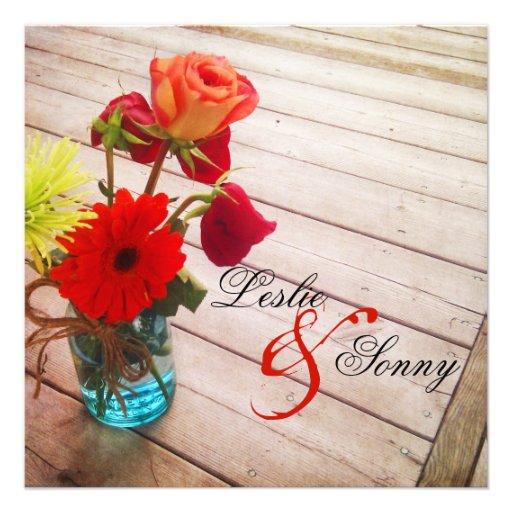 Sweet Gerber Daisy & Roses Wedding Invitation