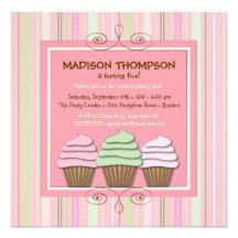 Sweet Girl Cupcake Birthday Party Invitation