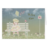Sweet girl in springtime greeting cards