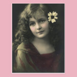 Sweet Girl With Flower postcards
