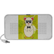Sweet Hamster with Sunglasses and Ribbon Bow Mini Speaker