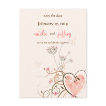 Sweet Heart & Butterfly Swirls Save The Date Card