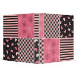 Sweet Hearts Plaid Pink Black Pattern Binder
