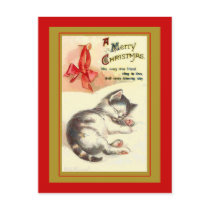 Sweet Kitten Vintage Christmas Cards Post Card