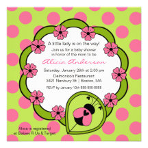 Sweet Ladybugs Baby Shower Invitation