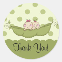 Sweet Little Pea Twins Thank You Sticker