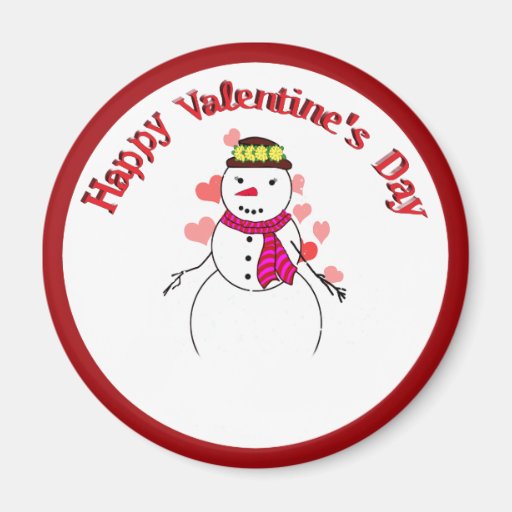 Sweet Little Snow Girl - Happy Valentine's Day Fridge Magnets