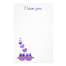 Sweet Love Owls Stationery Paper