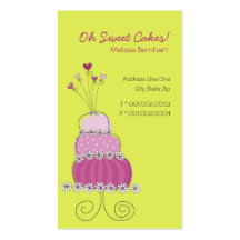 Sweet Magenta Wedding Cake Custom Profile Card / Business Card Templates
