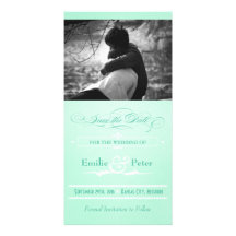 Sweet Mint Green Poster Style Save the Date Photo Card