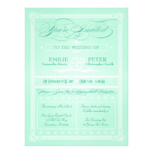 Sweet Mint Green Poster Style Wedding Invite