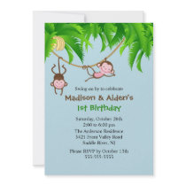Sweet Monkeys Twins Birthday Invitation