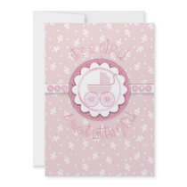 Sweet One Girl Card 2 Personalized Announcements
