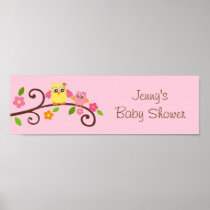 Sweet Owl Baby Girl Baby Shower Banner Sign Print