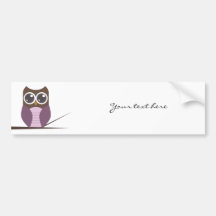 Sweet Owl on Branch Bumper Stickers