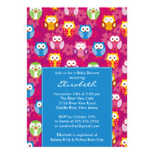 Sweet Owls Boy Baby Shower Invitation
