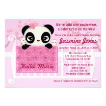Sweet PANDA Girl Baby Shower Invitation Pink