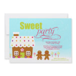 Sweet party gingerbread house holiday invitation