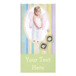sweet pastel stripes and daisies photo frame customized photo card
