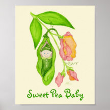Sweet Pea Baby Girl art print poster