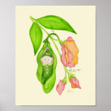 Sweet Pea Flower Girl art print poster