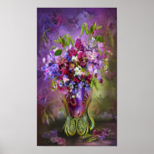 Sweet Peas In Sweet Pea Vase Art Poster/Print