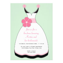 Sweet Pink and Green Wedding Dress Invitation