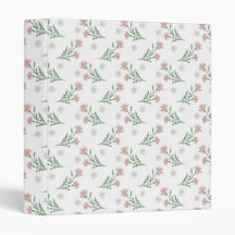 Sweet Pink and White Floral Pattern 3 Ring Binders