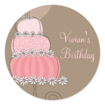 Sweet Pink Cake Party Favour Gift Label / Sticker