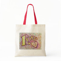 Sweet Pink Love Word Art Painting Tote Bag