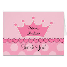 Sweet Pink Princess CrownThank You Note Card