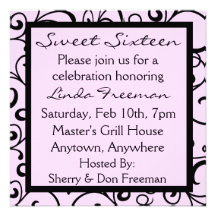 Sweet Pink Sweet Sixteen Invitations