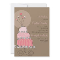 Sweet Pink Wedding Cake Bridal Shower Invitation
