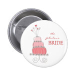 Sweet Pink Wedding Cake Name Tag / Gift Button
