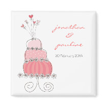 Sweet Pink Wedding Cake Save The Date Gift Magnet