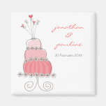Sweet Pink Wedding Cake Save The Date Gift Magnet