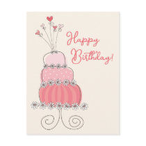 Sweet Pink Wedding Cake Thank You / Gift Postcard
