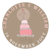 Sweet Pink Wedding Cake Thank You Label Sticker