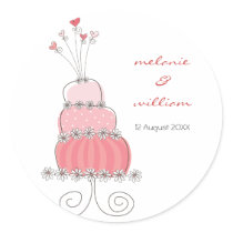 Sweet Pink Wedding Cake Thank You Label Sticker